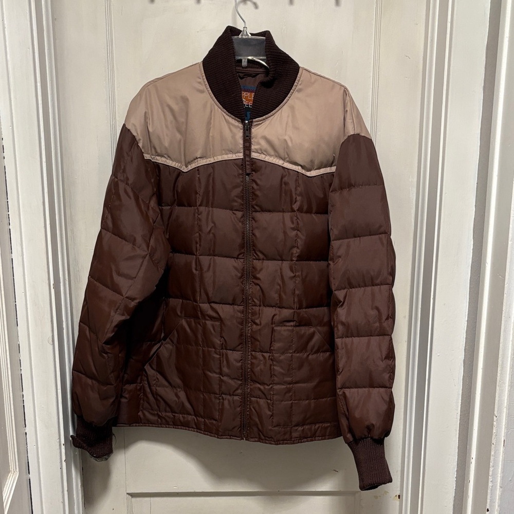 Vintage Brown and Tan Down Blend Puffer Jacket X-Large